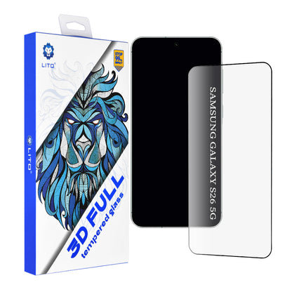 Ochranná fólie na displej Lito pro Samsung Galaxy S26, Tvrzené sklo, Full Glue, 3D, Černá