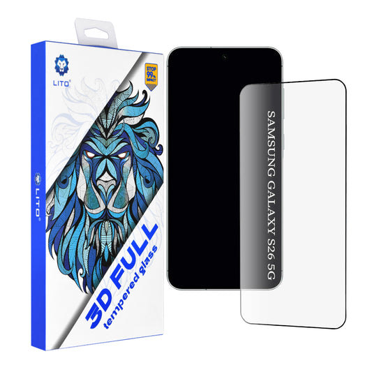 Ochranná fólie na displej Lito pro Samsung Galaxy S26, Tvrzené sklo, Full Glue, 3D, Černá