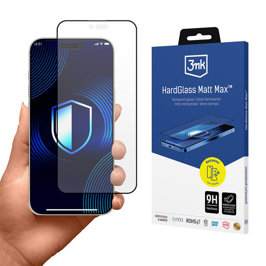 Ochranná fólie Matte 3MK HardGlass Max pro Apple iPhone 17 Air, Tvrzené sklo, Full Glue, Černá