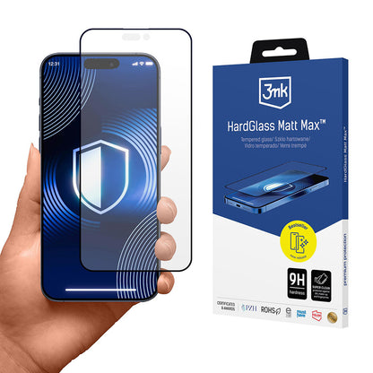 Ochranná fólie Matte 3MK HardGlass Max pro Apple iPhone 17 Pro Max, Tvrzené sklo, Full Glue, Černá