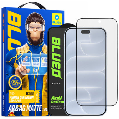 Matná ochranná fólie na displej Blueo Anti Reflective HD pro Apple iPhone 18 Pro, tvrzené sklo, celoplošné lepení, černá