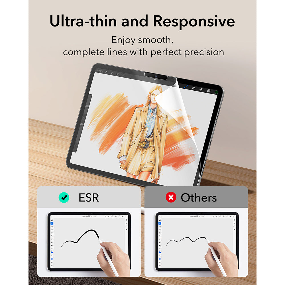 Matná ochranná fólie na displej ESR Paper Feel pro Apple iPad Air 11 (2026) / Air 11 (2025), plast, sada 2 kusů