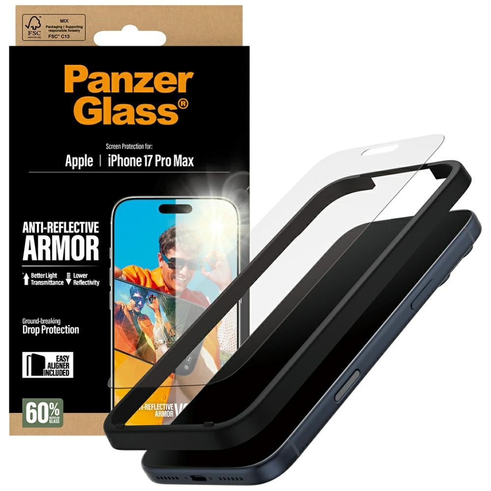Ochranná fólie Matte PanzerGlass Armor EasyAligner pro Apple iPhone 17 Pro Max, Tvrzené sklo, Full Glue