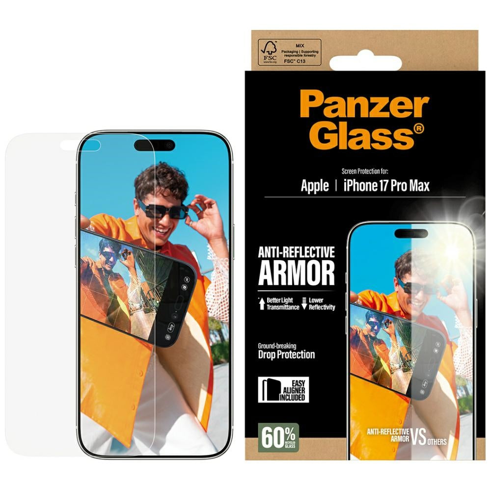 Ochranná fólie Matte PanzerGlass Armor EasyAligner pro Apple iPhone 17 Pro Max, Tvrzené sklo, Full Glue