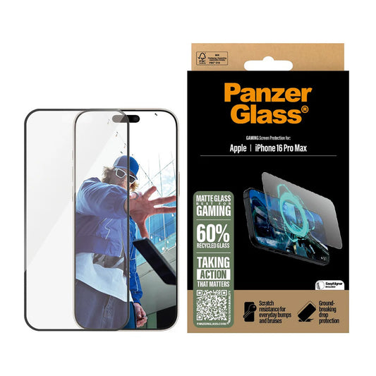Ochranná fólie Matte PanzerGlass Ultra-Wide Fit Gaming pro Apple iPhone 16 Pro Max, Tvrzené sklo, Full Glue, Černá