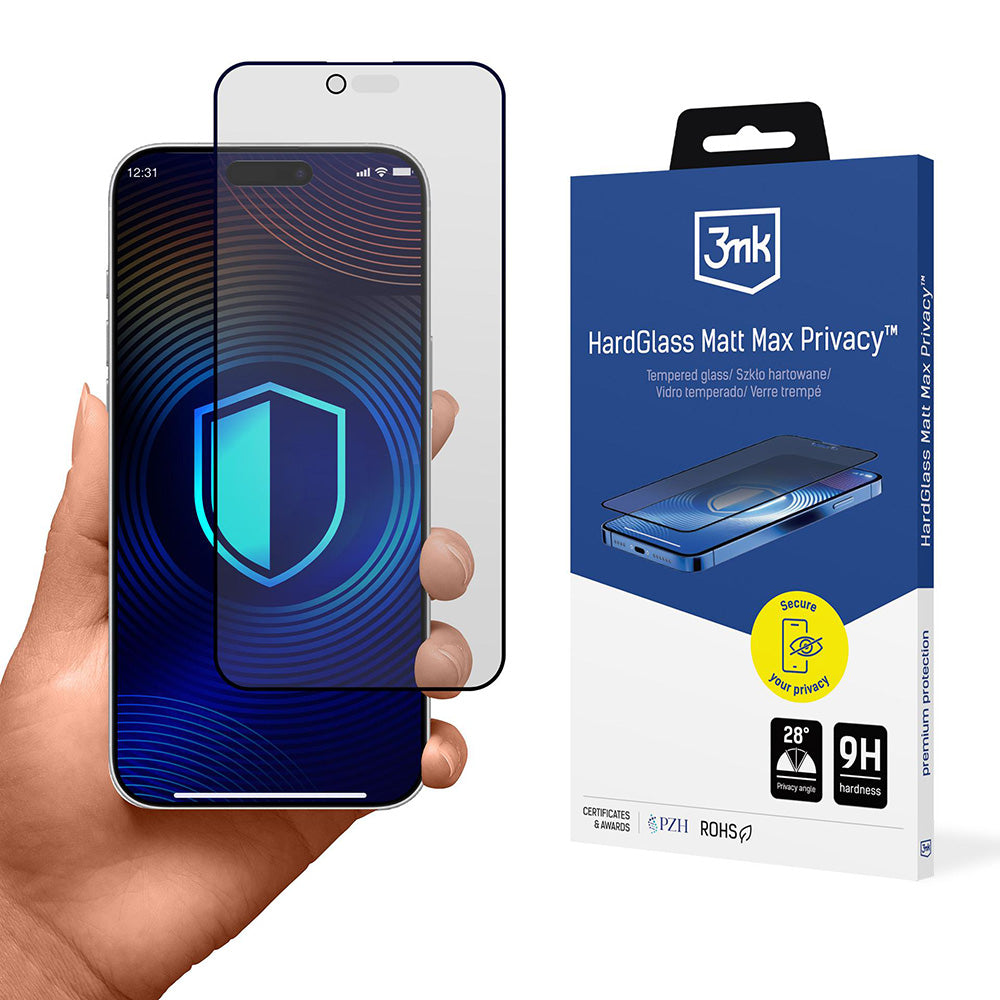 Ochranná fólie Matte Privacy 3MK HardGlass Max pro Apple iPhone 17 Air, Tvrzené sklo, Full Glue