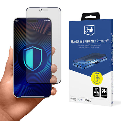 Ochranná fólie Matte Privacy 3MK HardGlass Max pro Apple iPhone 17 Air, Tvrzené sklo, Full Glue