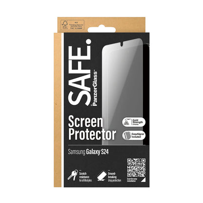 PanzerGlass Safe Screen Protector. Ultra-Wide Fit EasyAligner for Samsung Galaxy S24 S921, Tempered Glass, Full Glue