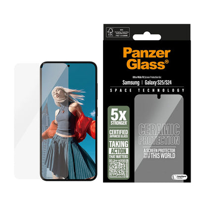 Ochranná fólie na displej PanzerGlass Ultra-Wide Ceramic EasyAligner pro Samsung Galaxy S25 S931 / S24 S921, Tvrzené sklo, Full Glue