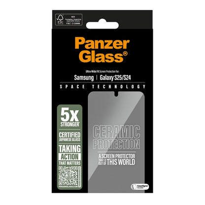Ochranná fólie na displej PanzerGlass Ultra-Wide Ceramic EasyAligner pro Samsung Galaxy S25 S931 / S24 S921, Tvrzené sklo, Full Glue