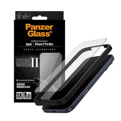 Ochranná fólie na displej PanzerGlass Ultra-Wide Ceramic II EasyAligner pro Apple iPhone 17 Pro Max, Tvrzené sklo, Full Glue, Černá