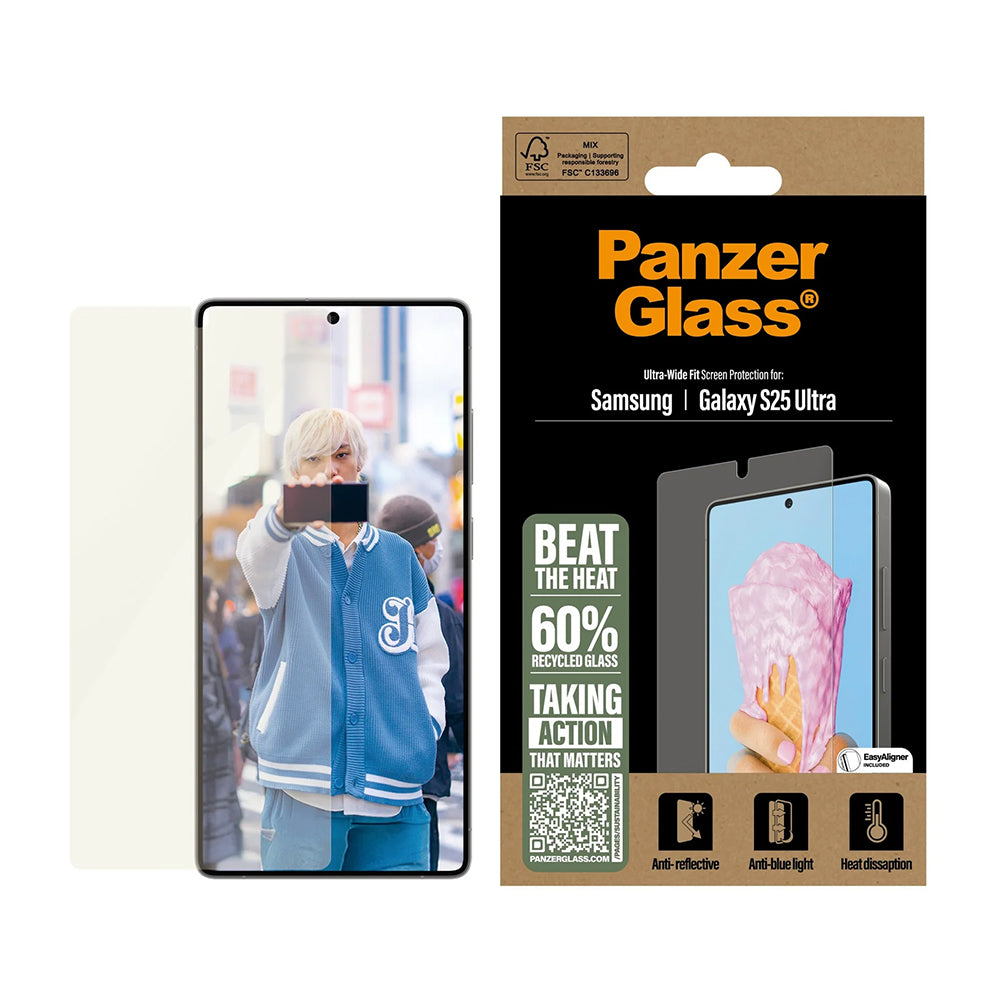 Ochranná fólie na displej PanzerGlass Ultra-Wide Fit All-in-One pro Samsung Galaxy S25 Ultra S938, Tvrzené sklo, Full Glue