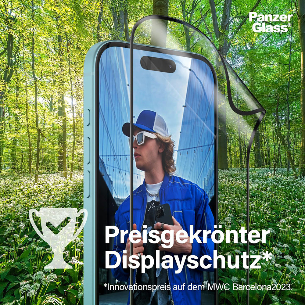 Ochranná fólie na displej PanzerGlass Ultra-Wide Fit EyeCare pro Apple iPhone 16 Pro, Tvrzené sklo, Full Glue, Černá
