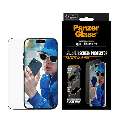Ochranná fólie na displej PanzerGlass Ultra-Wide Fit Fastfit pro Apple iPhone 17 Pro, Tvrzené sklo, Full Glue, Černá