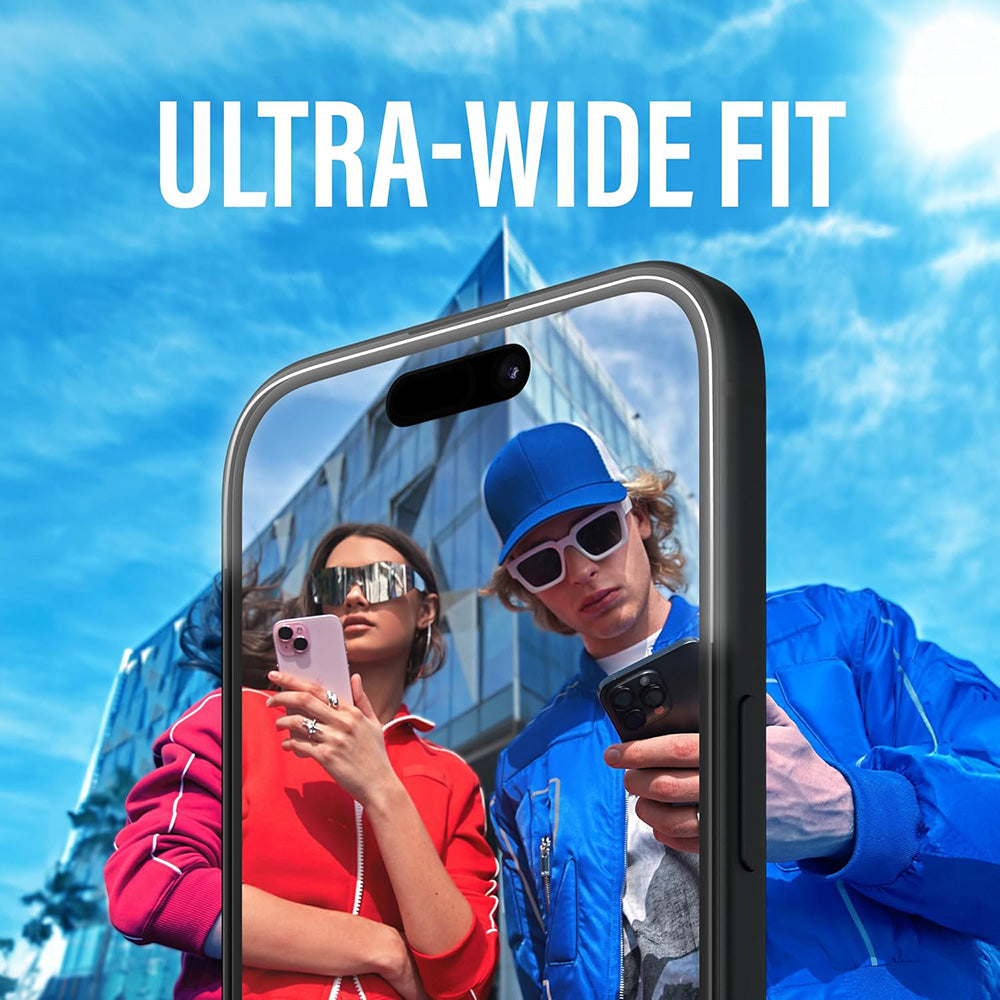 Ochranná fólie na displej PanzerGlass Ultra-Wide Fit pro Apple iPhone 16 / 15, Tvrzené sklo, Full Glue, Černá