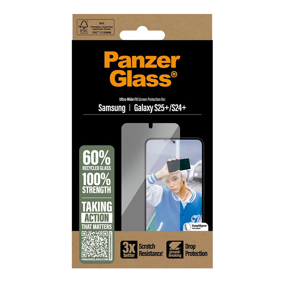Ochranná fólie na displej PanzerGlass Ultra-Wide Fit pro Samsung Galaxy S25+ S936 / S24+ S926, Tvrzené sklo, Full Glue