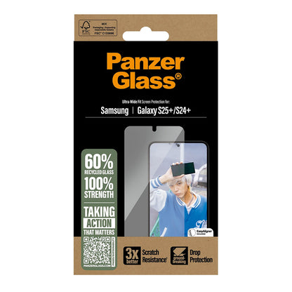 Ochranná fólie na displej PanzerGlass Ultra-Wide Fit pro Samsung Galaxy S25+ S936 / S24+ S926, Tvrzené sklo, Full Glue