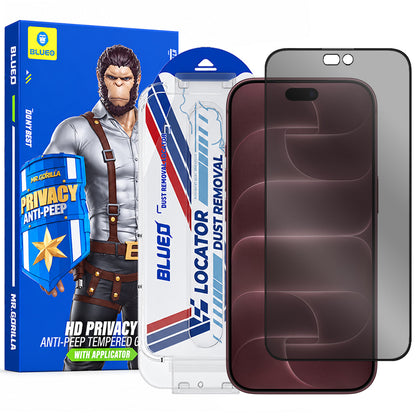 Ochranné sklo na displej Privacy Blueo Anti-Peep Applicator Pro pro Apple iPhone 18 Pro Max, tvrzené sklo, celoplošné lepení