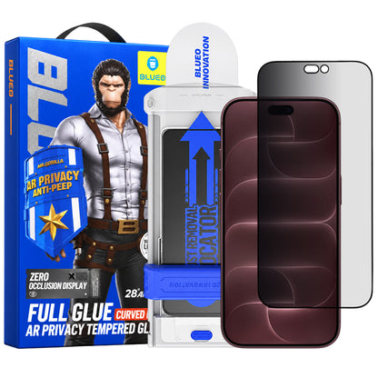 Ochranné sklo na displej Privacy Blueo Anti Peep AR Applicator Pro pro Apple iPhone 18 Pro Max, tvrzené sklo, celoplošné lepení, 3D