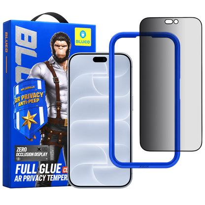 Ochranné sklo na displej Blueo Privacy Anti Peep AR pro Apple iPhone 18 Pro, tvrzené sklo, celoplošné lepidlo, 3D