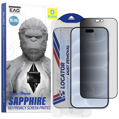 Ochranné sklo na displej Privacy Blueo Premium Sapphire Applicator pro Apple iPhone 18 Pro, tvrzené sklo, celoplošné lepidlo