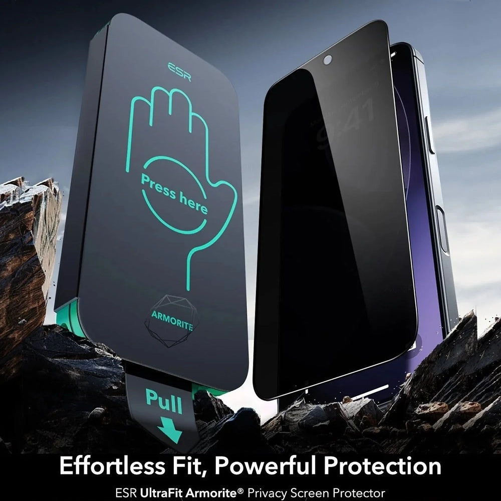 Ochranná fólie Ecran Privacy ESR Armorite UltraFit pro Apple iPhone 17 Air, Tvrzené sklo, Full Glue, Sada 3 kusy