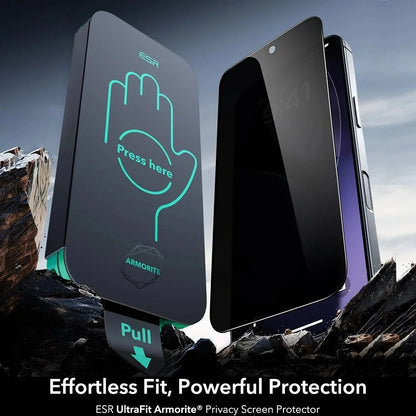Ochranná fólie Ecran Privacy ESR Armorite UltraFit pro Apple iPhone 17 Air, Tvrzené sklo, Full Glue, Sada 3 kusy