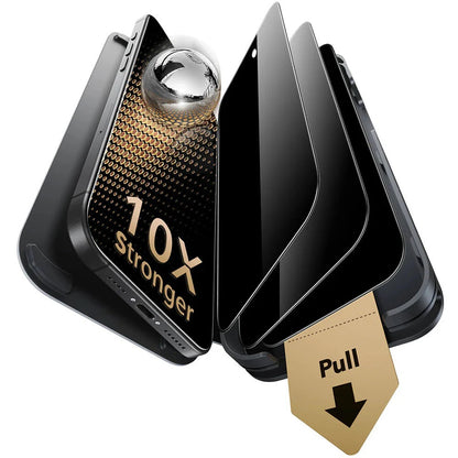 Ochranná fólie Ecran Privacy ESR UltraFit Armorite Pro pro Apple iPhone 17 / 16 Pro, Tvrzené sklo, Full Glue, Sada 3 kusy