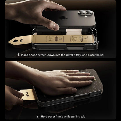 Ochranná fólie Ecran Privacy ESR UltraFit Armorite Pro pro Apple iPhone 17 / 16 Pro, Tvrzené sklo, Full Glue, Sada 3 kusy