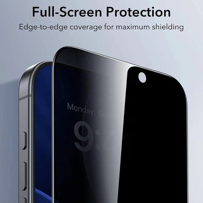 Ochranná fólie Ecran Privacy ESR UltraFit pro Apple iPhone 17 / 16 Pro, Tvrzené sklo, Full Glue, Sada 3 kusy