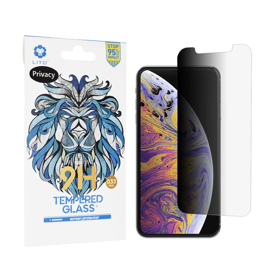 Ochranná fólie na displej Privacy Lito Classic pro Apple iPhone 11 Pro Max / XS Max, tvrzené sklo, plné lepidlo, 2.5D