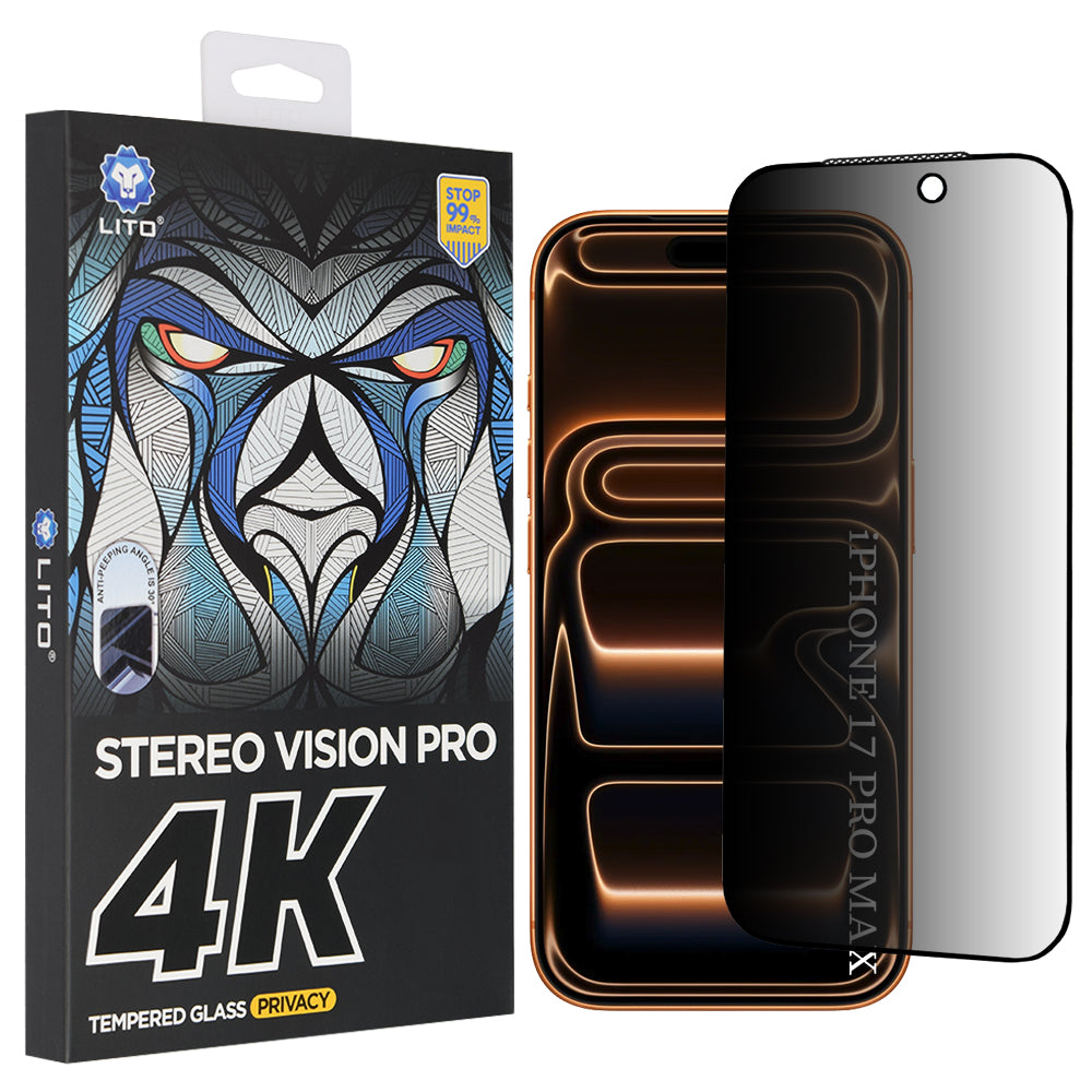 Ochranná fólie Privacy Lito D+ Max 4K pro Apple iPhone 17 Pro Max, Tvrzené sklo, Full Glue
