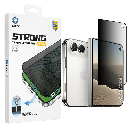 Ochranná fólie na vnější displej Privacy Lito D+ Max Strong pro Apple iPhone Duo, tvrzené sklo, plné lepidlo