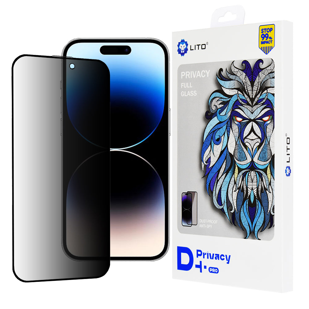 Ochranná fólie na displej Privacy Lito D+ Pro pro Apple iPhone 14 Pro, tvrzené sklo, plné lepidlo