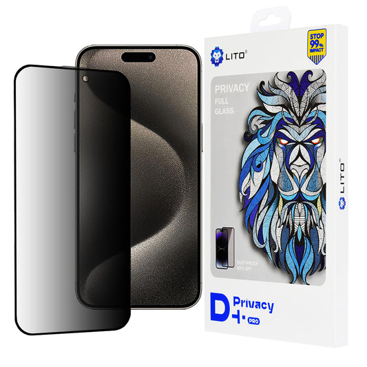 Ochranná fólie na displej Privacy Lito D+ Pro pro Apple iPhone 15 Pro Max, tvrzené sklo, plné lepidlo