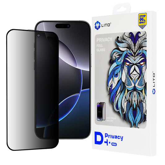 Ochranná fólie na displej Privacy Lito D+ Pro pro Apple iPhone 16 Pro Max, tvrzené sklo, plné lepidlo