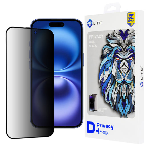 Ochranná fólie na displej Privacy Lito D+ Pro pro Apple iPhone 16, tvrzené sklo, plné lepidlo
