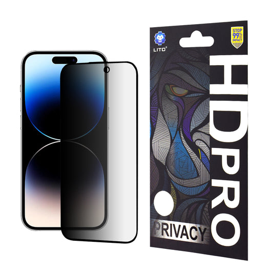 Ochranná fólie na displej Privacy Lito HD Pro pro Apple iPhone 14 Pro, tvrzené sklo, plné lepidlo