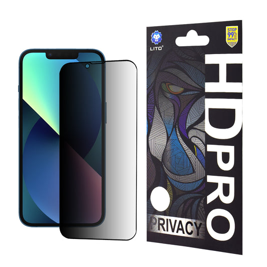 Ochranná fólie na displej Privacy Lito HD Pro pro Apple iPhone 17e / 16e / 14 / 13 Pro, tvrzené sklo, plné lepidlo