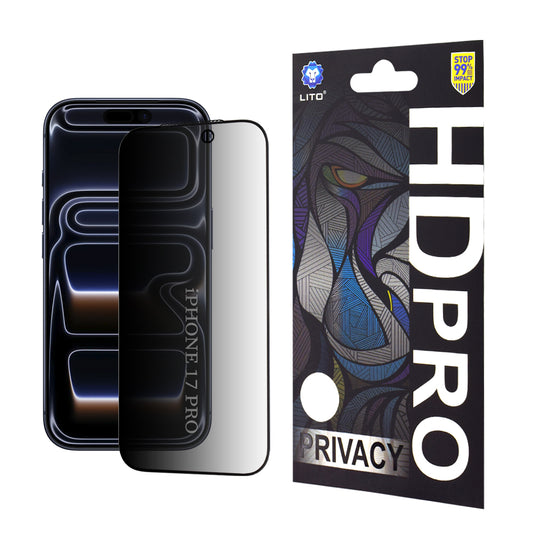 Ochranná fólie Privacy Lito HD Pro pro Apple iPhone 17 Pro, Tvrzené sklo, Full Glue