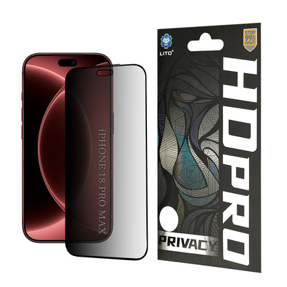Ochranná fólie na displej Privacy Lito HD Pro pro Apple iPhone 18 Pro Max, tvrzené sklo, plné lepidlo