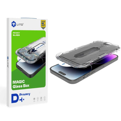 Ochranná fólie na displej Privacy Lito Magic Glass Box D+ Tools pro Apple iPhone 17e / 16e / 14 / 13 Pro, tvrzené sklo, plné lepidlo