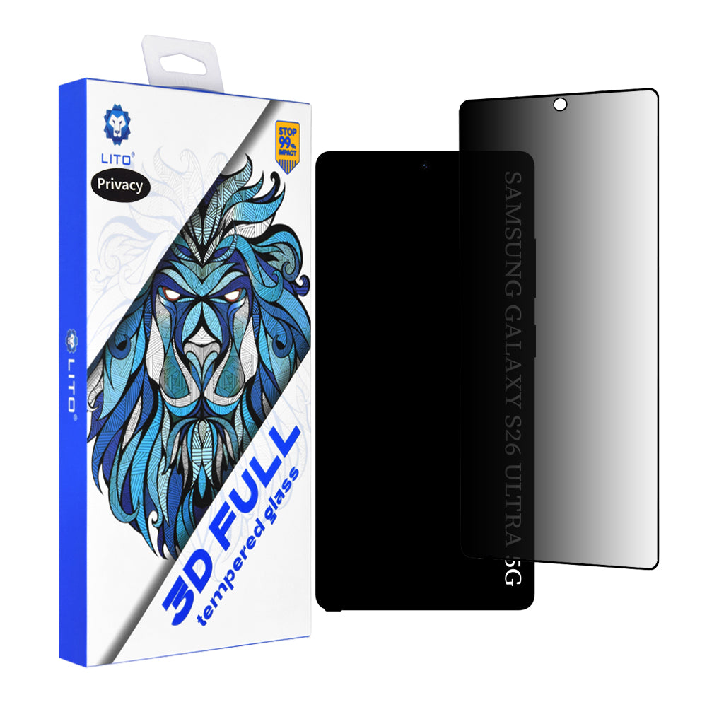 Ochranná fólie Privacy Lito pro Samsung Galaxy S26 Ultra, Tvrzené sklo, Full Glue, 3D