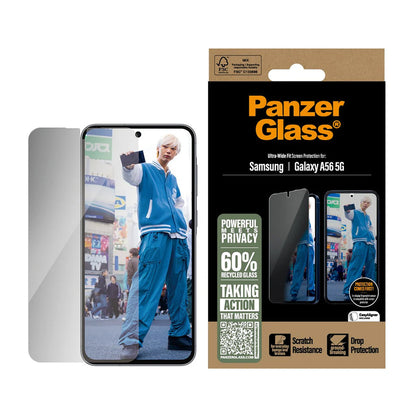 Ochranná fólie na displej Privacy PanzerGlass Ultra-Wide Fit pro Samsung Galaxy A56 A566, Tvrzené sklo, Full Glue