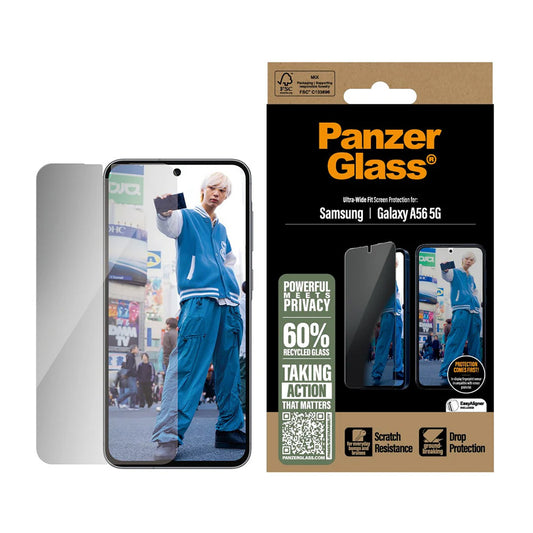 Ochranná fólie na displej Privacy PanzerGlass Ultra-Wide Fit pro Samsung Galaxy A56 A566, Tvrzené sklo, Full Glue