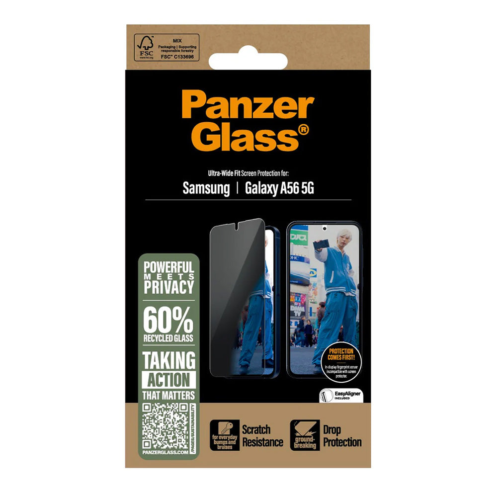 Ochranná fólie na displej Privacy PanzerGlass Ultra-Wide Fit pro Samsung Galaxy A56 A566, Tvrzené sklo, Full Glue