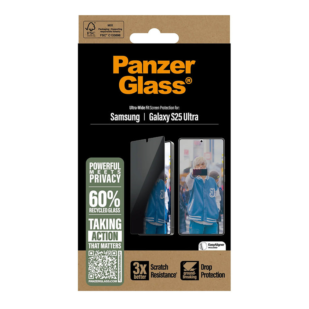 Ochranná fólie na displej Privacy PanzerGlass Ultra-Wide Fit pro Samsung Galaxy S25 Ultra S938, Tvrzené sklo, Full Glue