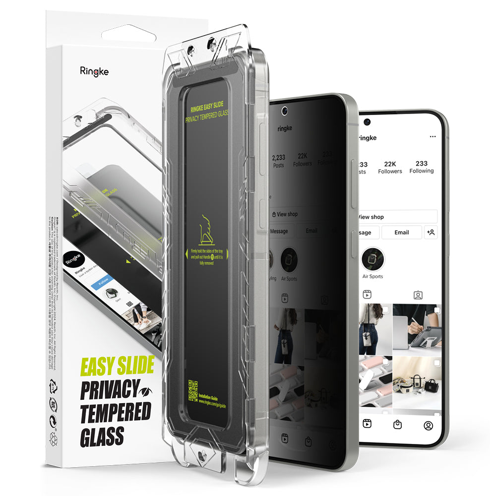 Ochranná fólie na displej Privacy Ringke Easy Slide pro Samsung Galaxy S25+ S936, tvrzené sklo, plné lepidlo, sada 2 kusů