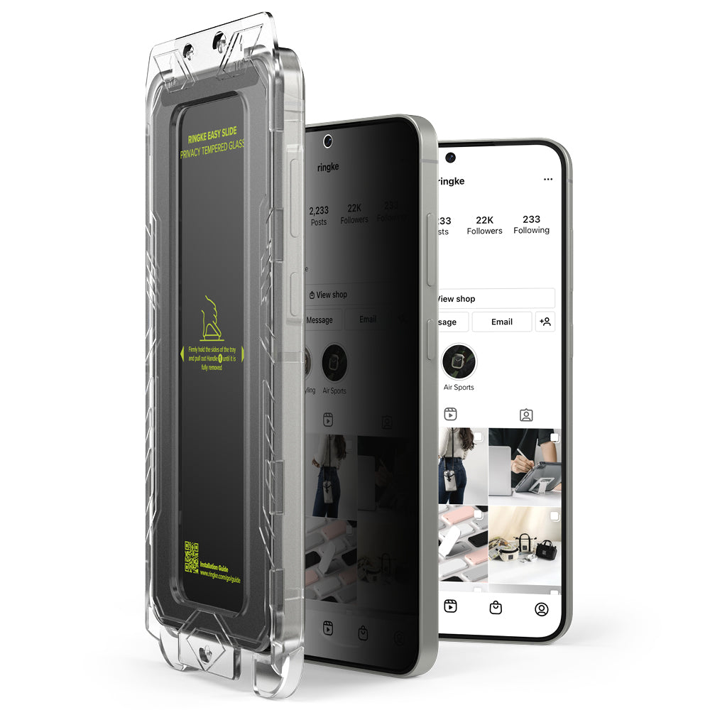 Ochranná fólie na displej Privacy Ringke Easy Slide pro Samsung Galaxy S25+ S936, tvrzené sklo, plné lepidlo, sada 2 kusů
