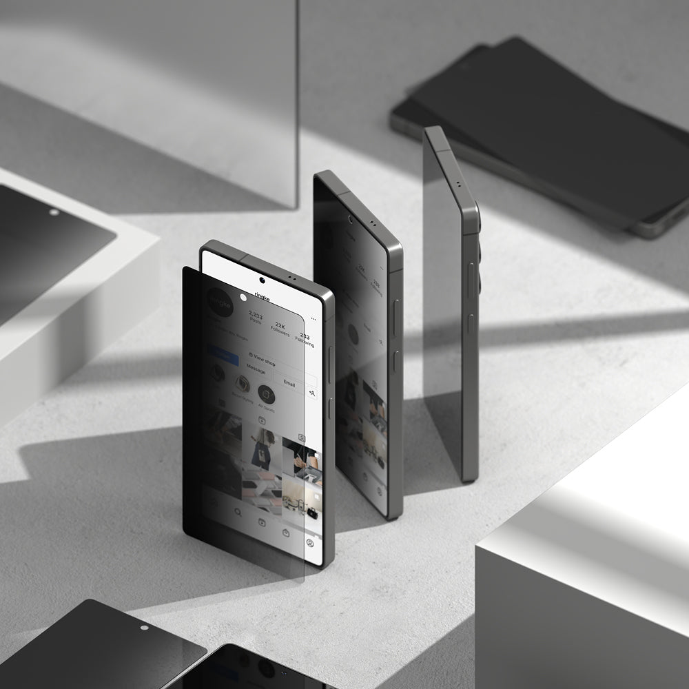 Ochranná fólie na displej Privacy Ringke Easy Slide pro Samsung Galaxy S25+ S936, tvrzené sklo, plné lepidlo, sada 2 kusů